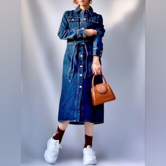 ZARA DENIM MIDI DRESS - Picture 5 of 15